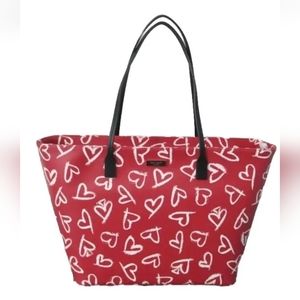 Brand new Kate Spade Margareta Lipstick Hearts Zippered Tote Shoulder Bag
